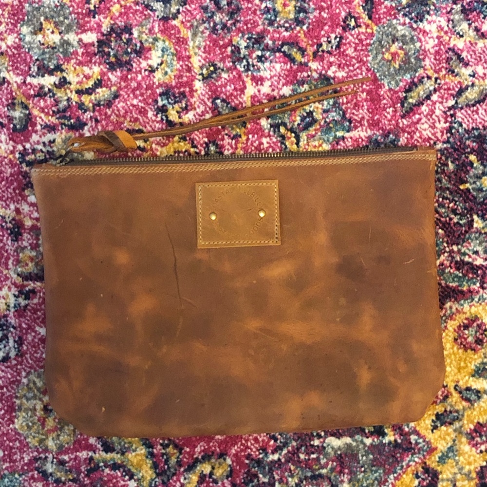 Distressed leather clutch / pouch